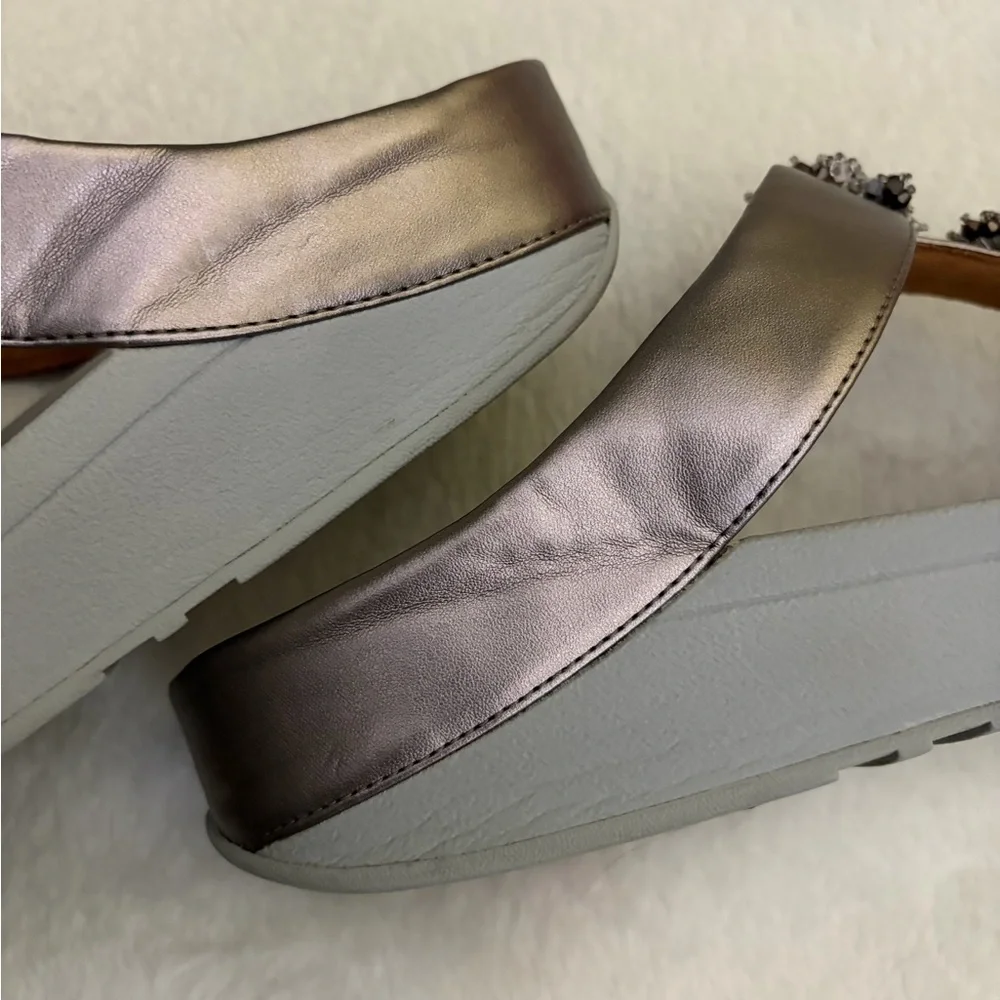 Fitflop Galaxy Toe-Thong Sandals‎ Rose Gold Metallic With Cristal Bead clusters